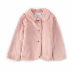 Wholesale ⌛ Edgehill Collection Little 👧 Girls 2T-6X Faux Fur Round Collar Long Sleeve 🧥 Coat Ivory ✔️