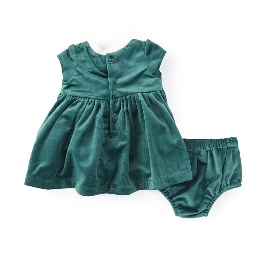 New π Edgehill Collection Baby Girl Newborn-9 Months Velour Cap Sleeve A-Line π Dress Green π 2 New π Edgehill Collection Baby Girl Newborn-9 Months Velour Cap Sleeve A-Line π Dress Green π - Image 2