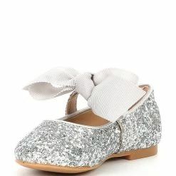 Best Pirce 😀 Edgehill Collection X Nicola Bathie 👧 Girls' Isabella Bow Slip-On Glitter Flats (Toddler) Silver 😍 -Edgehill Collection Store unnamed file 140
