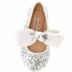 Best Pirce 😀 Edgehill Collection X Nicola Bathie 👧 Girls' Isabella Bow Slip-On Glitter Flats (Toddler) Silver 😍 -Edgehill Collection Store unnamed file 141