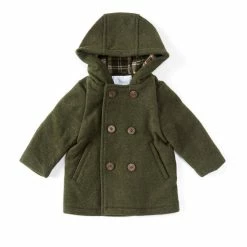 Buy 🧨 Edgehill Collection Baby Boys 12-24 Months Hooded Pleated Peacoat Green 🎉