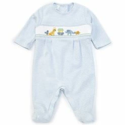 New 🔥 Edgehill Collection Baby Boys 3-9 Months Long-Sleeve Noah's Ark Footed Coverall Blue ✨