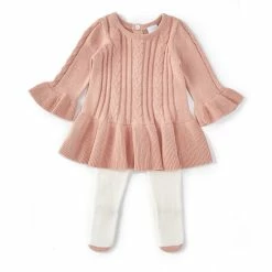 Top 10 👏 Edgehill Collection Baby 👧 Girls Newborn-6 Months Sweater Knit Bottom Set Mauve 🔥