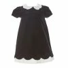 Best Sale 🎉 Edgehill Collection Little 👧 Girls 2T-6X Velvet Scallop 👗 Dress Black ✨