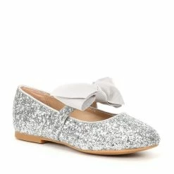 Best Pirce 🎉 Edgehill Collection X Nicola Bathie 👧 Girls' Isabella Bow Slip-On Glitter Flats (Youth) Silver 🛒