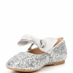 Best Pirce 🎉 Edgehill Collection X Nicola Bathie 👧 Girls' Isabella Bow Slip-On Glitter Flats (Youth) Silver 🛒 -Edgehill Collection Store unnamed file 182