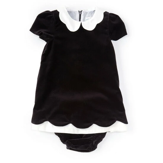Cheap 🌟 Edgehill Collection Baby 👧 Girls 3-24 Months Scallop Collar Velvet Short Sleeve Babydoll 👗 Dress Black ✔️ 1 Cheap 🌟 Edgehill Collection Baby 👧 Girls 3-24 Months Scallop Collar Velvet Short Sleeve Babydoll 👗 Dress Black ✔️
