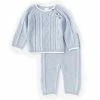 Wholesale 🧨 Edgehill Collection Baby Boy Newborn-9 Months Sweater Knit Top & Pull-On Pants 2-Piece Set Blue 🤩
