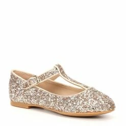 Wholesale 😍 Edgehill Collection X Nicola Bathie 👧 Girls' Sloan T-Bar Glitter Flats (Infant) Champagne ❤️