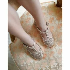 Wholesale 😍 Edgehill Collection X Nicola Bathie 👧 Girls' Sloan T-Bar Glitter Flats (Infant) Champagne ❤️ -Edgehill Collection Store unnamed file 214