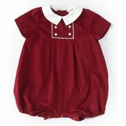 Top 10 🎉 Edgehill Collection Baby Boys 3-9 Months Peter Pan Collar Short Sleeve Bubble Burgundy 😍