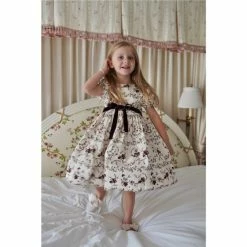 Promo 👍 Edgehill Collection X Nicola Bathie Little 👧 Girls 2T-6X Puff-Sleeve Velvet-Ribbon Textured Floral A-Line 👗 Dress Ivory 😉 -Edgehill Collection Store unnamed file 22