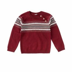 Cheap 🎉 Edgehill Collection Little Boys 2T-7 Fair Isle Button Neckline Sweater Burgandy 👏