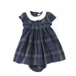 Wholesale 🔔 Edgehill Collection Baby 👧 Girls 3-24 Months Short Sleeve Ruffle Top & Pants Set Green/navy 😉