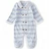 Best Pirce 👏 Edgehill Collection Baby Boys Preemie-6 Months Long-Sleeve Double-Breasted Stripe Footed Coverall Blue ❤️