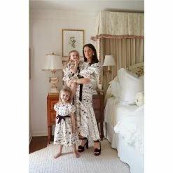 Promo 👍 Edgehill Collection X Nicola Bathie Little 👧 Girls 2T-6X Puff-Sleeve Velvet-Ribbon Textured Floral A-Line 👗 Dress Ivory 😉 -Edgehill Collection Store unnamed file 24