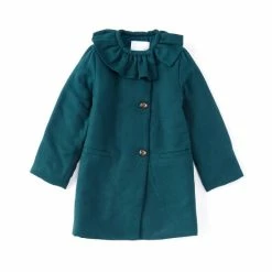 Coupon ⭐ Edgehill Collection Little 👧 Girls 2T-6X Platter Collar 🧥 Coat Green 👏