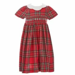 Best deal 😉 Edgehill Collection Little 👧 Girls 2T-6X Tartan Plaid Scallop Collar 👗 Dress Red 🌟