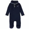 Best Pirce 👏 Edgehill Collection Baby Boys Preemie-9 Months Long-Sleeve 🦮 Dog-Embroidery Footed Coverall Navy ✨
