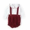 Wholesale ⌛ Edgehill Collection Baby 👧 Girls Newborn - 24 Months Round Ruffle Neck Knit Top And Corduroy Jumper Set Plum 🧨