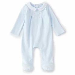 Buy 🥰 Edgehill Collection Baby Boys Newborn-6 Months Long-Sleeve Pleated Footed Coverall Blue 🛒