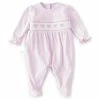 Budget ✨ Edgehill Collection Baby 👧 Girls 3-9 Months Long-Sleeve Smocked Stripe Footed Coverall Pink 😉