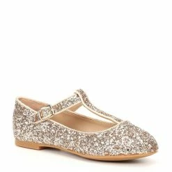 Hot Sale 😀 Edgehill Collection X Nicola Bathie 👧 Girls' Sloan T-Bar Glitter Flats (Toddler) Champagne 🎉