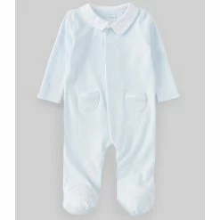 Budget 👏 Edgehill Collection Baby Boys Preemie-6 Months Piping-Detail Footed Coverall Blue 🌟