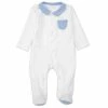 Hot Sale 🛒 Edgehill Collection Baby Boys Preemie-6 Months Long-Sleeve Contrast-Trim Footed Coverall White 🎉