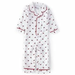 Coupon 💯 Edgehill Collection Baby 12-24 Months 🎄 Christmas Tree/Car Print Button Front Coverall White 🔥