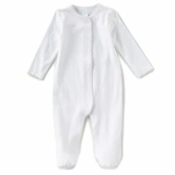Deals 💯 Edgehill Collection Supima Cotton Baby 👧 Girls Preemie-9 Months Supima Footed Coverall White/pink 🔥