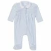 Wholesale 👏 Edgehill Collection Baby Boys Newborn-6 Months Blue Smocked Footed Coverall 🤩
