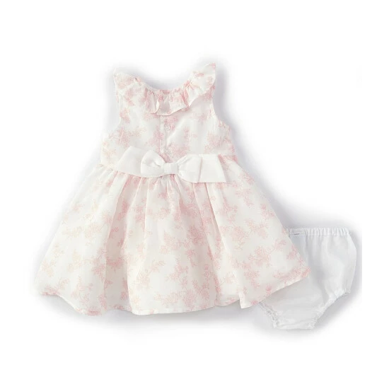Wholesale π€© Edgehill Collection Baby Girl's Newborn-9 Months Ruffled Collar Floral Print Chiffon π Dress & Matching Panty Ivory/pink π₯ 2 Wholesale π€© Edgehill Collection Baby Girl's Newborn-9 Months Ruffled Collar Floral Print Chiffon π Dress & Matching Panty Ivory/pink π₯ - Image 2