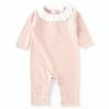 Best deal ✨ Edgehill Collection Baby 👧 Girls Newborn-6 Months Eyelet Collar Sweater Coverall Mauve 🔥
