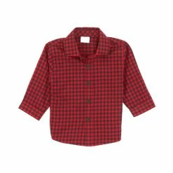 Hot Sale 😍 Edgehill Collection Baby Boys 3-24 Months Check Print Long Sleeve Button Down 👚 Shirt Red/black 💯