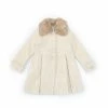 Best Sale 👏 Edgehill Collection Little 👧 Girls 2T-6X Faux Fur Peter Pan Collar Single Breasted Bow Back 🧥 Coat Ivory 👍