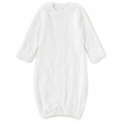 Best Sale 🎁 Edgehill Collection Supima Cotton Baby Newborn-6 Months Supima Gown White/blue Trim 😍