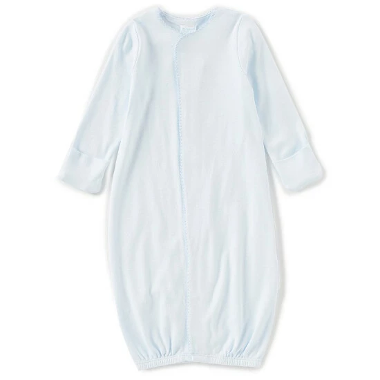 Best Sale π Edgehill Collection Supima Cotton Baby Newborn-6 Months Supima Gown White/blue Trim π 2 Best Sale π Edgehill Collection Supima Cotton Baby Newborn-6 Months Supima Gown White/blue Trim π - Image 2