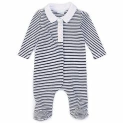 Buy 😀 Edgehill Collection Baby Boys Preemie-6 Months Navy Stripe Footed Coverall 🎁