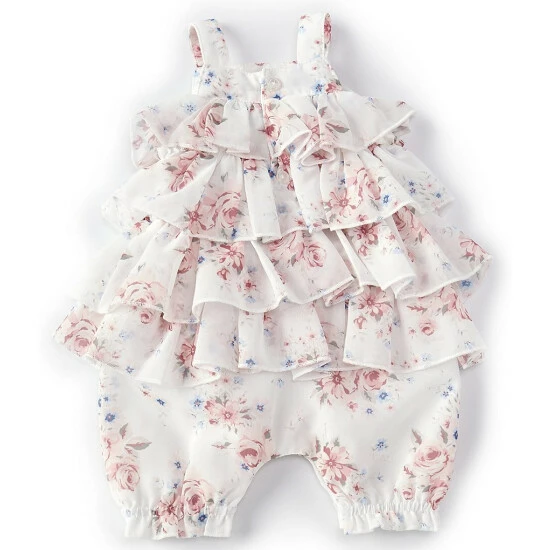 Best deal π Edgehill Collection Baby π§ Girls Newborn-9 Months Sleeveless Square Neck Chiffon Tiered Ruffle Romper Multi π― 2 Best deal π Edgehill Collection Baby π§ Girls Newborn-9 Months Sleeveless Square Neck Chiffon Tiered Ruffle Romper Multi π― - Image 2