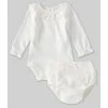 Buy 💯 Edgehill Collection Baby 👧 Girls Newborn-6 Months Long-Sleeve Bodysuit & Lace-Trim Diaper Cover Set Ivory 💯