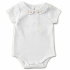 Brand new 😀 Edgehill Collection Baby 👧 Girls Newborn-6 Months Floral Embroidered-Collar Bodysuit White 🔔