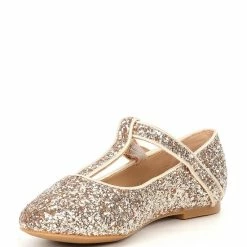 Flash Sale 😀 Edgehill Collection X Nicola Bathie 👧 Girls' Sloan T-Bar Glitter Flats (Youth) Champagne 🔔 -Edgehill Collection Store unnamed file 46