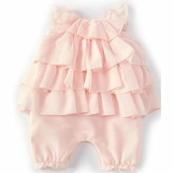 Top 10 👍 Edgehill Collection Baby Girl's Newborn-9 Months Flutter Sleeve Tiered Ruffle Chiffon Romper Pink ⌛