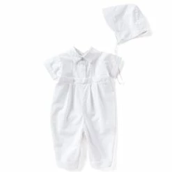 Outlet 🤩 Edgehill Collection Baby Boy Newborn-12 Months Pin Tucked Christening Coverall White ✔️