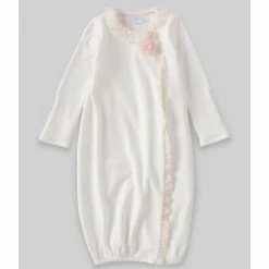 New 🧨 Edgehill Collection Baby 👧 Girls Newborn-6 Months Long-Sleeve 3D Rosette Gown Ivory 🔔