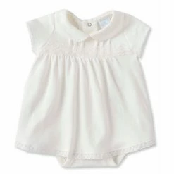 Deals ⌛ Edgehill Collection Baby 👧 Girls Newborn-6 Months Short-Sleeve Lace Bodysuit 👗 Dress Ivory 🔥