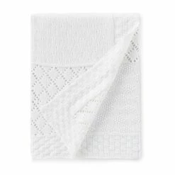 New 🔥 Edgehill Collection Baby Knit Patchwork Blanket White 😉