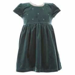Cheapest 😉 Edgehill Collection Little 👧 Girls 2T-6X Hunter Velour Cap Sleeve 👗 Dress Green 🧨