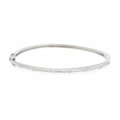 Cheap 🔔 Edgehill Collection 👧 Girls CZ Hinged Bangle Bracelet Silver ⭐